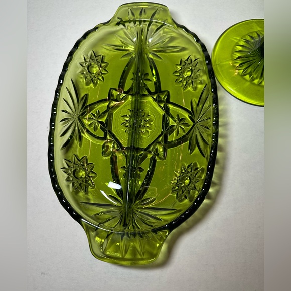 Vintage Viking Glass Compote & Star of David Anchor Hocking Oblong Divided Dish. - Picture 2 of 8